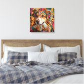 Abstrakt Geometrisches Dog-Portrait - Digitale Kun Leinwanddruck (Insitu (Schlafzimmer))