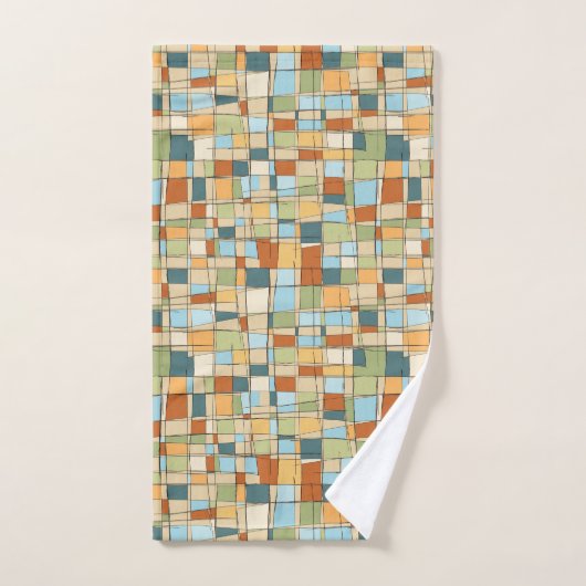 Abstrakt geometrisches Handtuch im Mid-Century-Mod (Handtuch)
