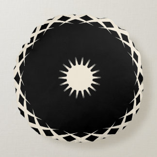 Abstrakt Geometrisches Mandala Sunburst Design Rundes Kissen