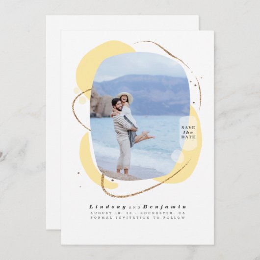 Abstrakt Geometrisches modernes Save the Date Foto (Vorne/Hinten)