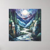Abstrakt Geometrisches Mondlicht mit Fluss Leinwanddruck (Vorderseite)