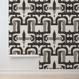 Abstrakt geometrisches monochromes Kunstmuster Tapete