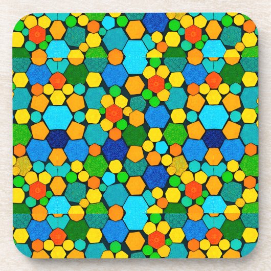 Abstrakt geometrisches Mosaikmuster Getränkeuntersetzer (Vorderseite)