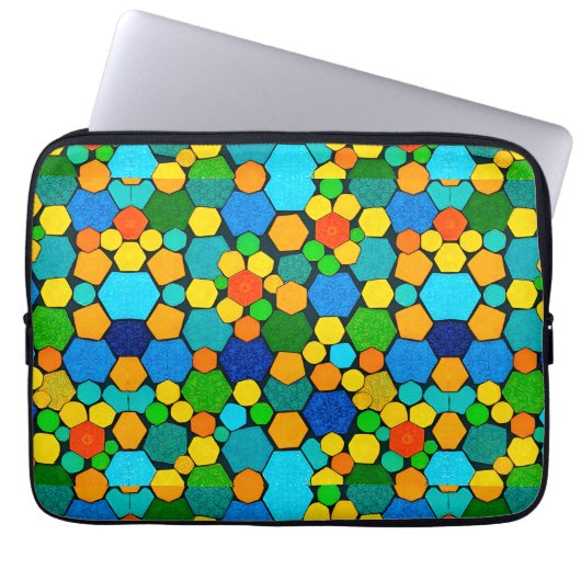Abstrakt geometrisches Mosaikmuster Laptopschutzhülle (Vorderseite)
