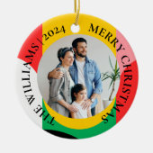 Abstrakt Geometrisches Muster Foto Frohe Weihnacht Keramik Ornament (Vorne)