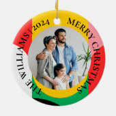 Abstrakt Geometrisches Muster Foto Frohe Weihnacht Keramik Ornament (Hinten)