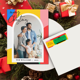 Abstrakt Geometrisches Muster Foto Frohe Weihnacht Magnetkarte