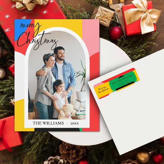 Abstrakt Geometrisches Muster Foto Frohe Weihnacht Magnetkarte