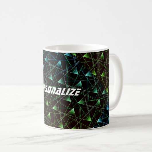 Abstrakt Geometrisches Muster für Schwarz Grün Kaffeetasse (VorderseiteRechts)
