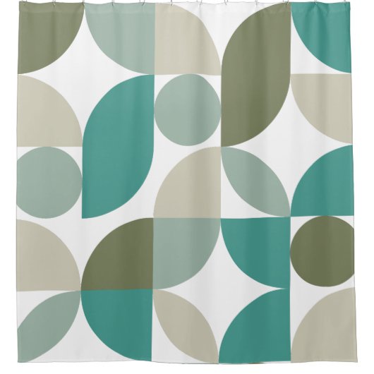 Abstrakt geometrisches Muster grün Aquamarin Duschvorhang (Vorderseite)