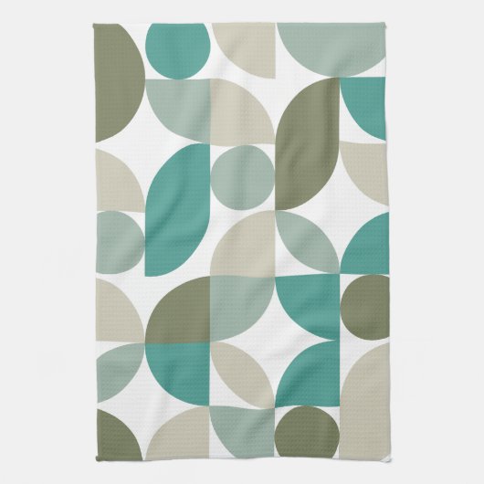 Abstrakt geometrisches Muster grün Aquamarin Geschirrtuch (Vertikal)