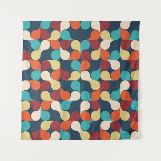 Abstrakt Geometrisches Muster mit Blätter, Tropfen Wandteppich (Vorderseite)