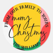 Abstrakt Geometrisches Muster Niedlich Frohe Weihn Runder Aufkleber (Vorderseite)