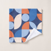 Abstrakt geometrisches Muster Orange Blue Badhandtuch Set (Waschlappen)