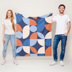 Abstrakt geometrisches Muster Orange Blue Fleecedecke