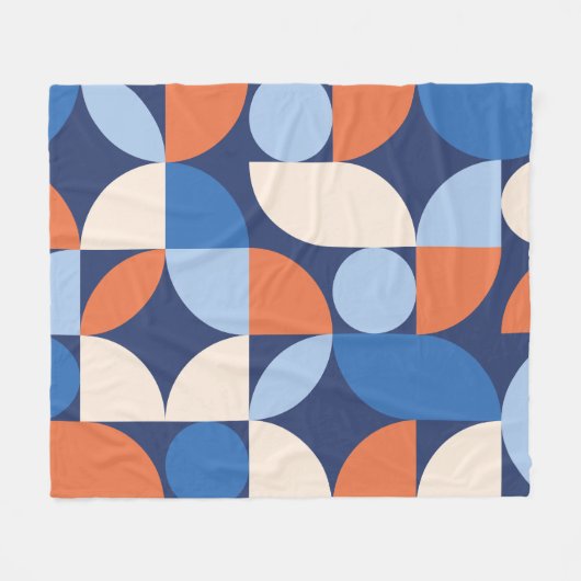 Abstrakt geometrisches Muster Orange Blue Fleecedecke (Vorderseite (Horizontal))