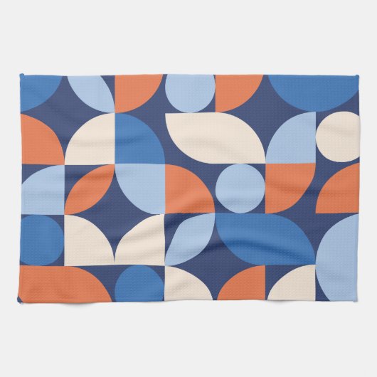 Abstrakt geometrisches Muster Orange Blue Geschirrtuch (Horizontal)