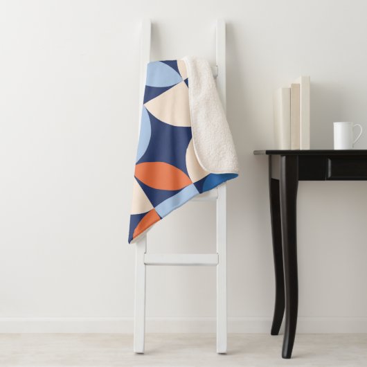 Abstrakt geometrisches Muster Orange Blue Sherpadecke (Beispiel)