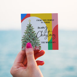 Abstrakt Geometrisches Muster Weihnachtsumschlag Quadratischer Aufkleber