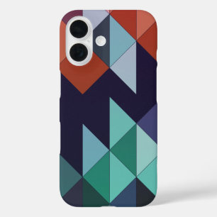 Abstrakt Geometrisches Navy Green Brown Elegant iPhone 16 Hülle
