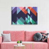 Abstrakt Geometrisches Navy Green Brown Elegant Leinwanddruck (Insitu (Wohnzimmer))