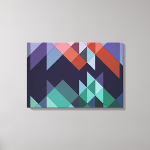 Abstrakt Geometrisches Navy Green Brown Elegant Leinwanddruck