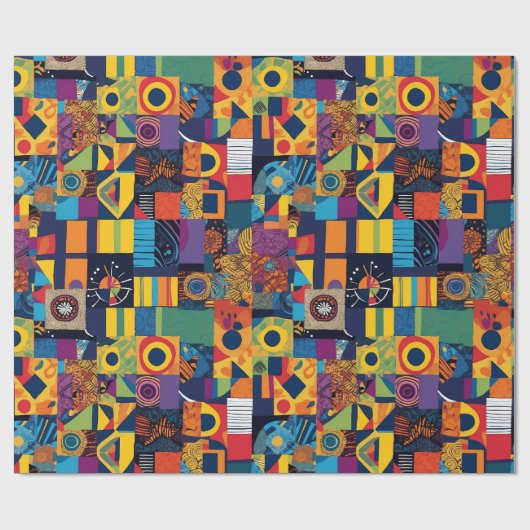 Abstrakt Geometrisches Patchwork afrikanisches ame Geschenkpapier (Flach)
