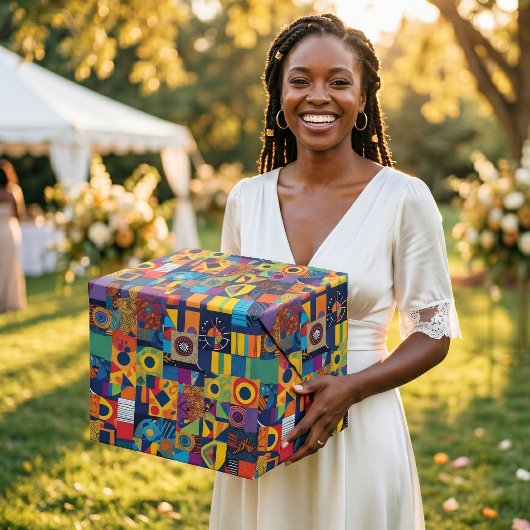 Abstrakt Geometrisches Patchwork afrikanisches ame Geschenkpapier