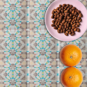 Abstrakt Geometrisches Spiegelbraune Aquamarines M Fliese