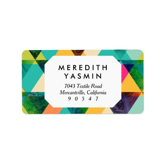 Abstrakt Geometrisches Wasserfarbdreieck Adressaufkleber (Vorne)