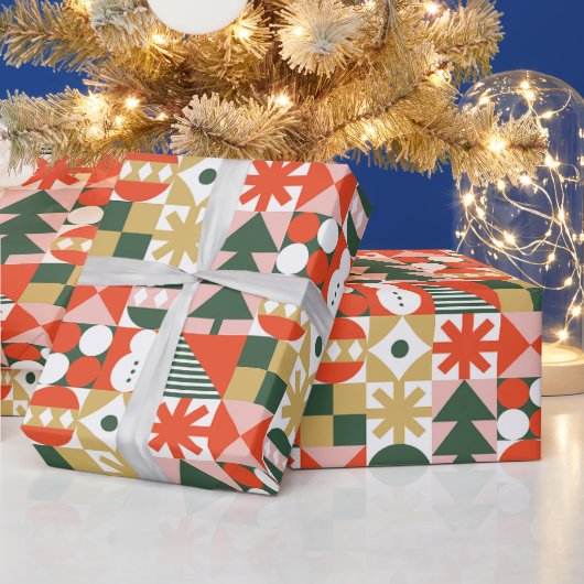 Abstrakt Geometrisches Weihnachtsmuster Geschenkpapier (Feiertage)