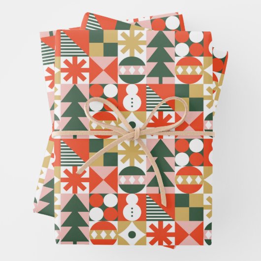 Abstrakt Geometrisches Weihnachtsmuster Geschenkpapier Set (Beispiel)