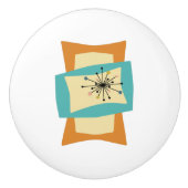 Abstrakt gepresste Rechtecke Mitte des Jahrhundert Keramikknauf (Vorderseite)