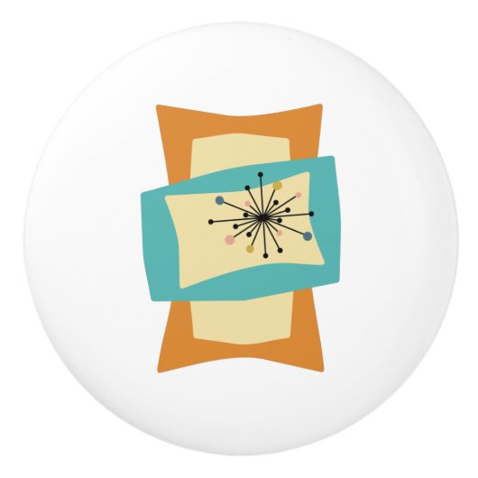 Abstrakt gepresste Rechtecke Mitte des Jahrhundert Keramikknauf (Vorderseite)