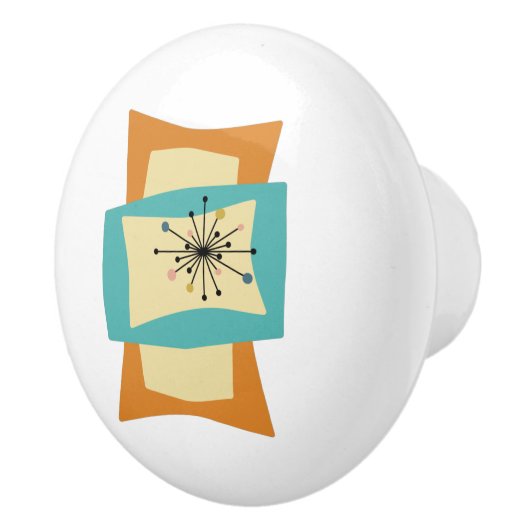 Abstrakt gepresste Rechtecke Mitte des Jahrhundert Keramikknauf (Rechts)