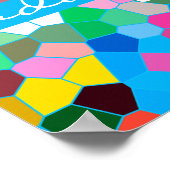 Abstrakt gestanztes Glas, farbenfroh blau rosa Mos Poster (Ecke)