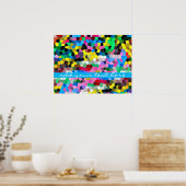 Abstrakt gestanztes Glas, farbenfroh blau rosa Mos Poster (Küche)