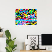 Abstrakt gestanztes Glas, farbenfroh blau rosa Mos Poster (Heimbüro)