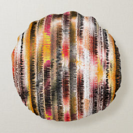Abstrakt gestreift aus aufgeschnittenem Papier Rundes Kissen