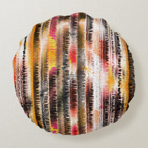 Abstrakt gestreift aus aufgeschnittenem Papier Rundes Kissen