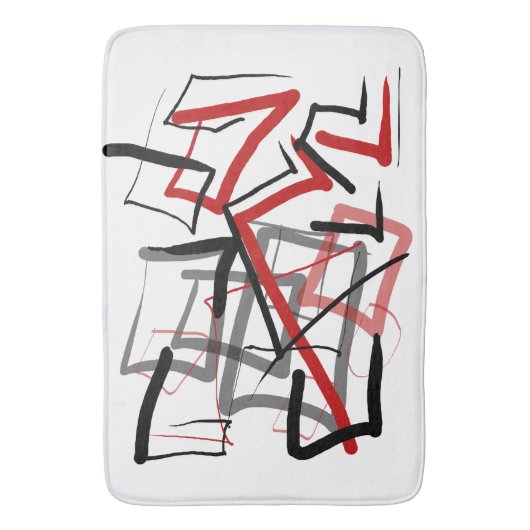 Abstrakt gestreift, schwarz und rot badematte (Vorderseite Vertikal)