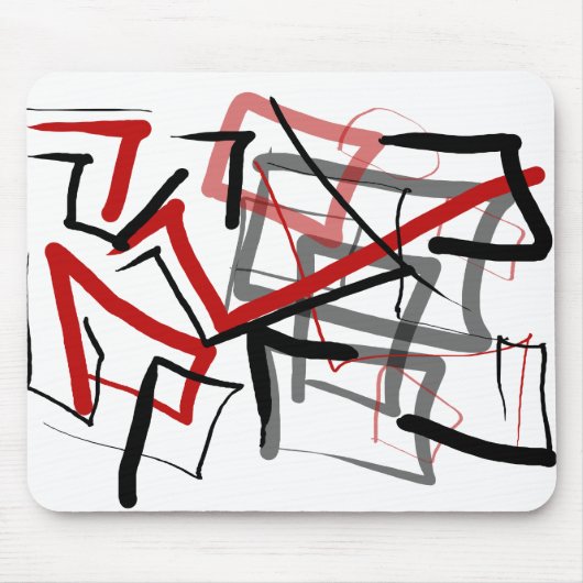 Abstrakt gestreift, schwarz und rot mousepad (Vorne)