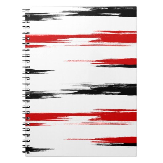 Abstrakt gestreift, schwarz und rot notizblock (Vorderseite)