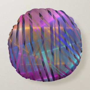 Abstrakt gestreifte geometrische Dekoration Rundes Kissen