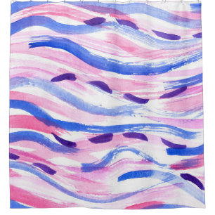 Abstrakt gestreifter Aquarellhintergrund. Pinselst Duschvorhang