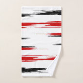 abstrakt gestreifter schwarzer und roter Streifen Badhandtuch Set (Handtuch)