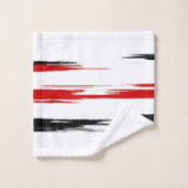 abstrakt gestreifter schwarzer und roter Streifen Badhandtuch Set (Waschlappen)