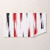 abstrakt gestreifter schwarzer und roter Streifen Badhandtuch Set (Handtuch)