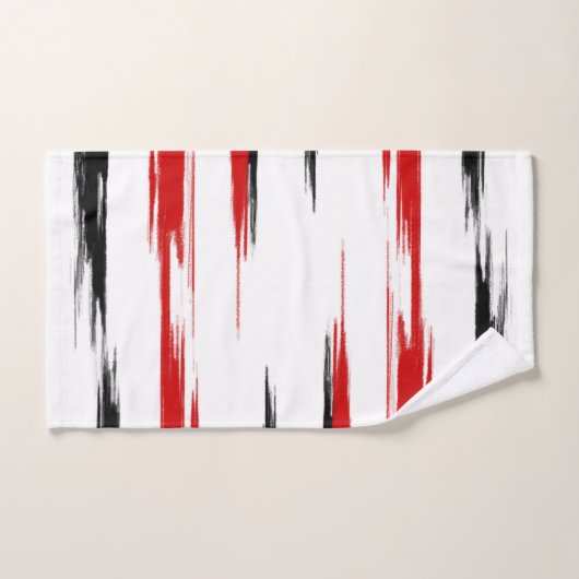 abstrakt gestreifter schwarzer und roter Streifen Badhandtuch Set (Handtuch)