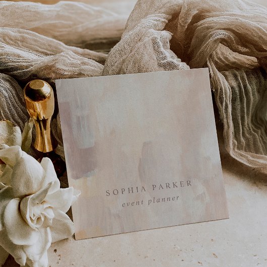 Abstrakt gestrichen | Elegant Minimalistisch neutr Quadratische Visitenkarte